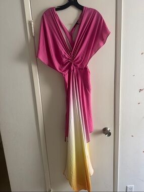 Maje Fuchsia Draped V-Neck Dress